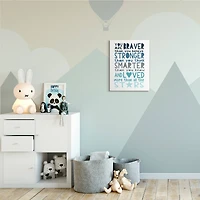 Stupell Industries Braver Stronger Smarter and Love Phrase Blue Typography Canvas Wall Art