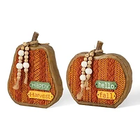 Glitzhome® Fall Faux Knitted Resin Pumpkin Set