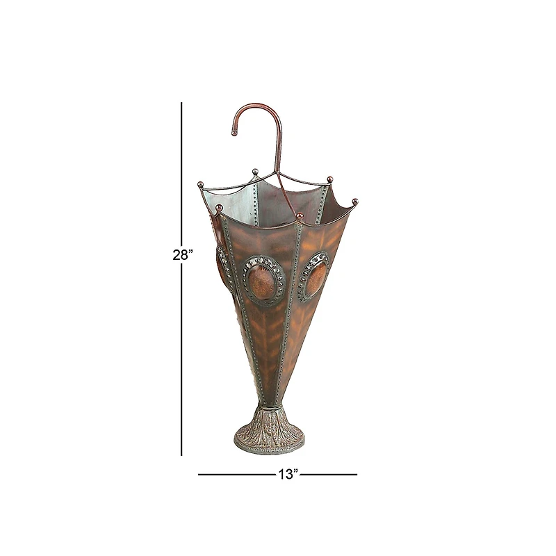 28" Brown Metal Rustic Umbrella Stand