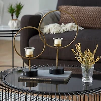 Gold Metal Contemporary Candle Holder Set