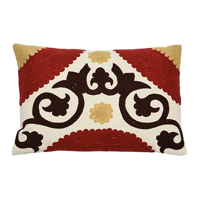 Hello Honey® Multicolor Suzani Embroidery Cotton Lumbar Pillow