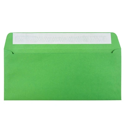 JAM Paper 4.125" x 9.5" Green Peel & Seal Closure Business Envelopes