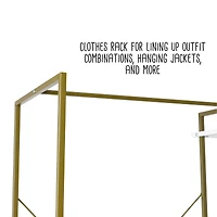 Honey Can Do Olive & White Freestanding Open Metal Closet Wardrobe