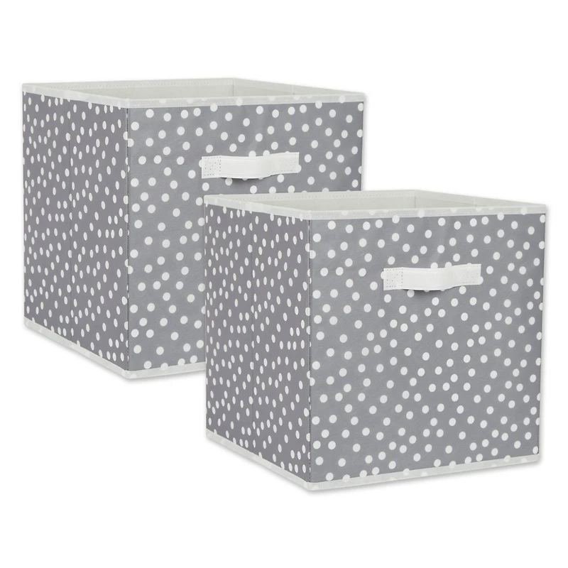 DII® 13" Gray & White Dots Storage Cube, 2ct.