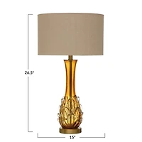 Hello Honey® 26.5" Amber Mid Century Glass Table Lamp with Fabric Shade