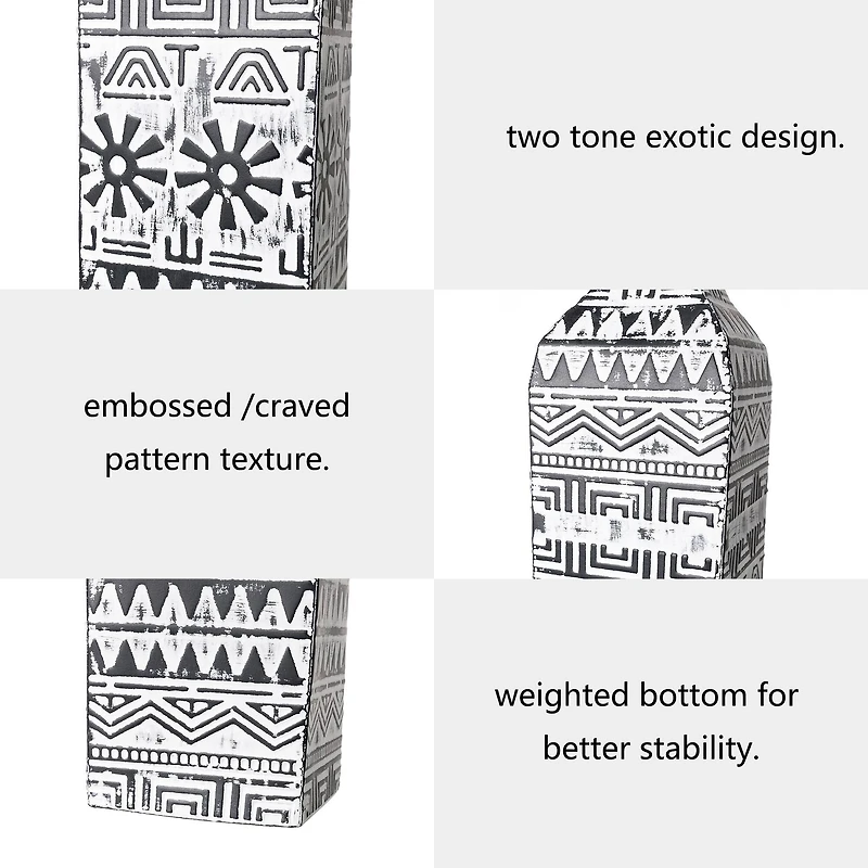 Glitzhome® Textured Metal Boho Vase Set