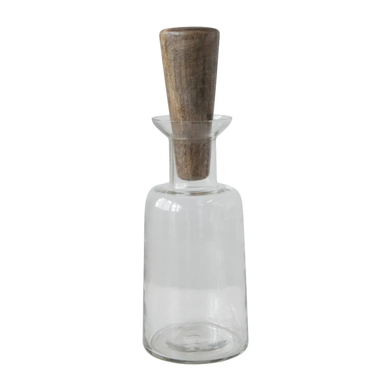 Hello Honey® 12" Glass Wine Decanter with Mango Wood Stopper