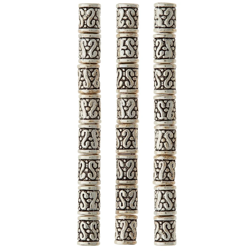 Sterling Silver Plated Tube Beads, 9mm by Bead Landing™