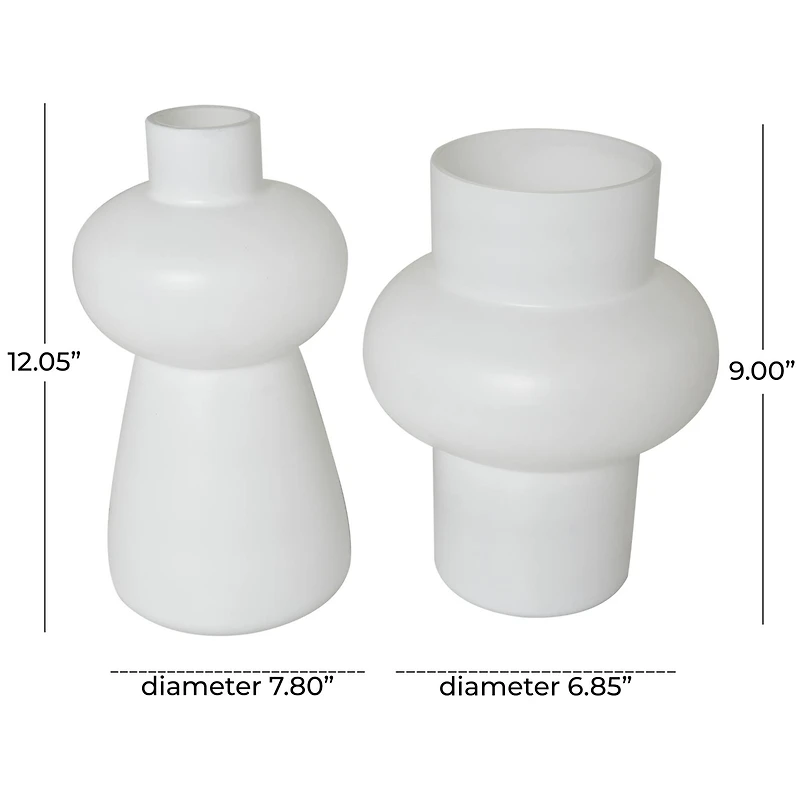 White Glass Unique Trumpet Vase Set