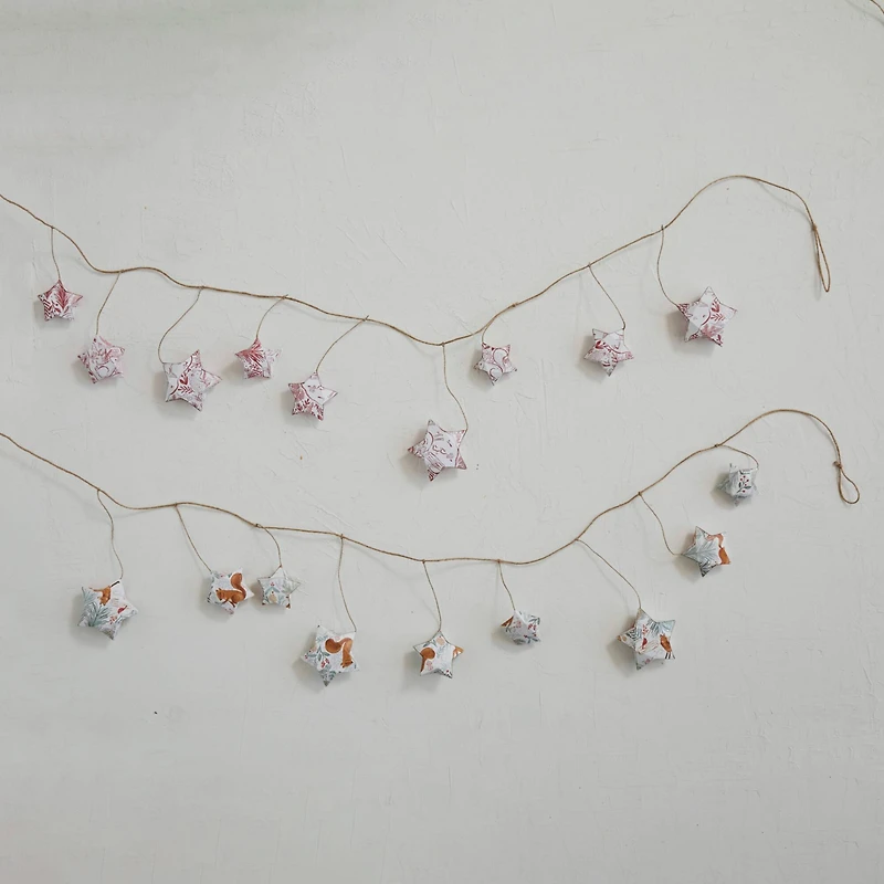 Hello Honey® 6 ft. Printed Paper Star with Woodland Flora & Fauna Pattern Garlands Set