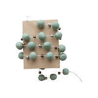 Hello Honey® 6ft. Mint Handmade Wool Felt Ball & Jingle Bells Garland