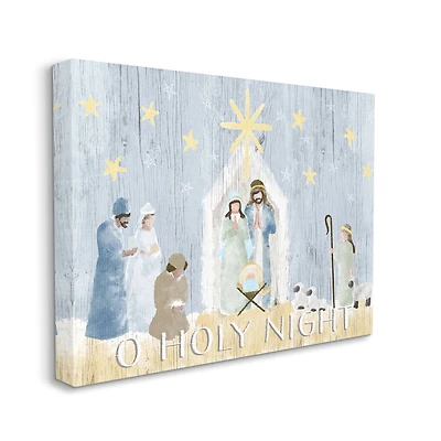 Stupell Industries Nativity Barn Stable Christmas Holiday Rustic Scene Canvas Wall Art