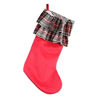 20" Red with Tiered Plaid Stocking by Ashland®