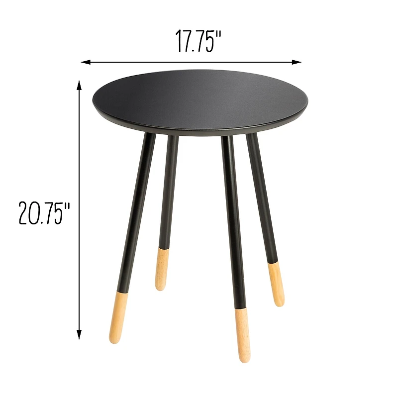 Honey Can Do Black Round End Table