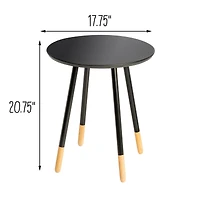 Honey Can Do Black Round End Table