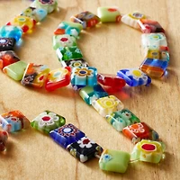 12 Pack: Millefiori Glass Flat Square Beads, 8mm by Bead Landing™