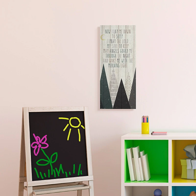 Stupell Industries Lay Me Down To Sleep Quote Triangle Tree Forest Canvas Wall Art