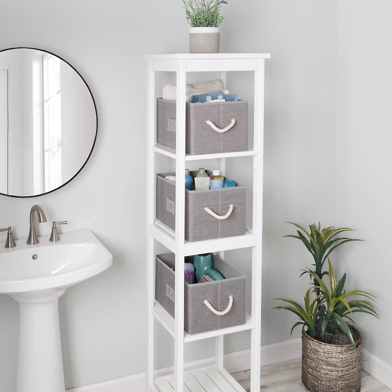 Honey Can Do Heather Gray Large Fabric Storage Bins with Handles, 3ct.