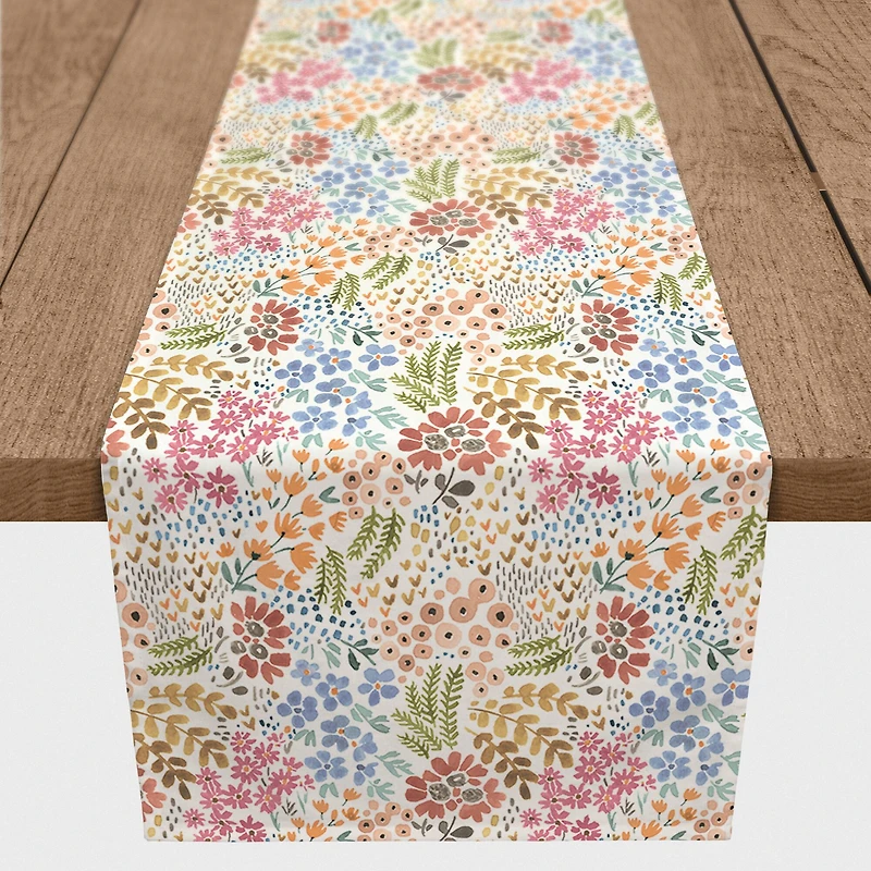 Bright Multi Floral 16" x 72" Cotton Twill Runner