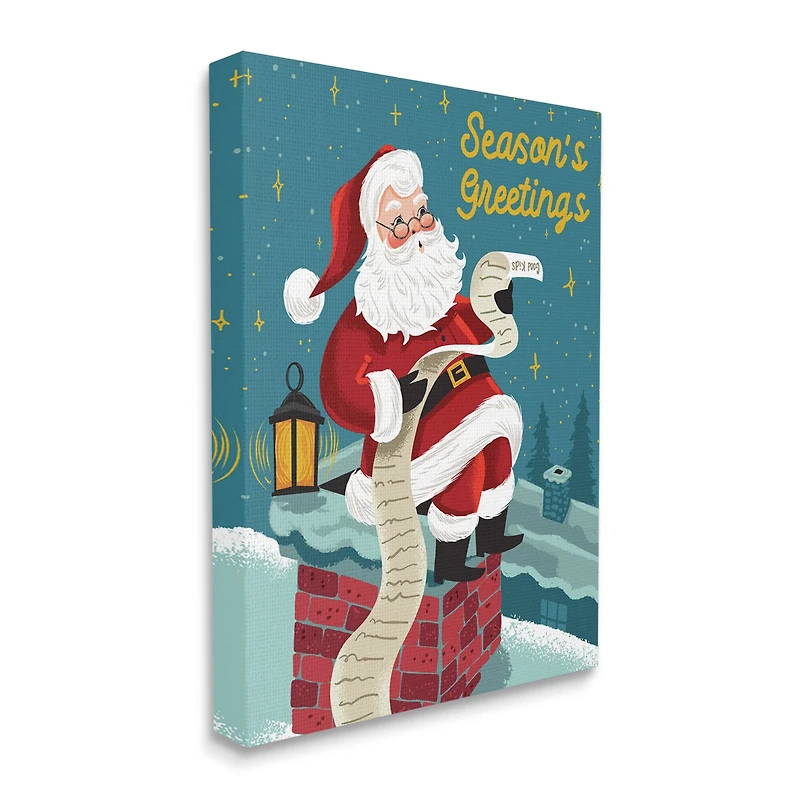 Stupell Industries Season's Greetings Santa's List Chimney Canvas Wall Art