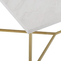 Luxe 42" Faux White Marble & Gold Y Leg Modern Glam Coffee Table