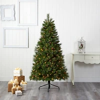6ft. Pre-Lit Golden Tip Washington Pine Artificial Christmas Tree, Clear LED Lights