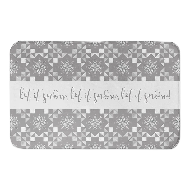Neutral Let It Snow Christmas Bath Mat