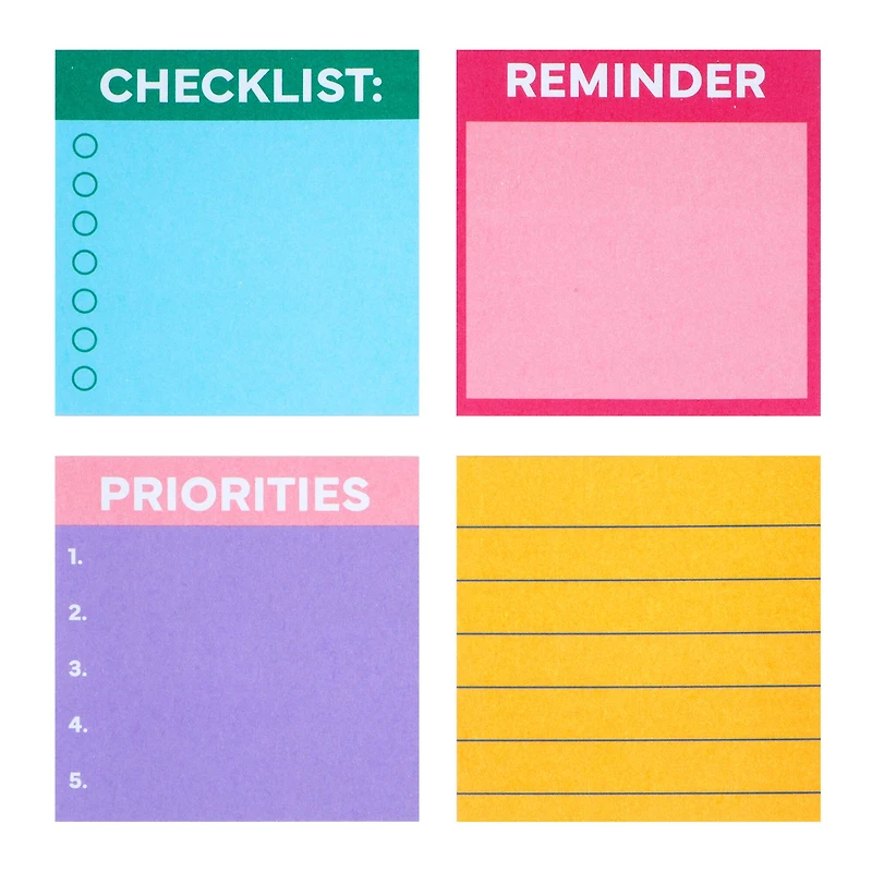 Assorted 2" x 2" Sticky Notes, 4pc. by Fab Finds