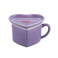 Miss Valentine Purple Ceramic Candy Heart Mug & Saucer