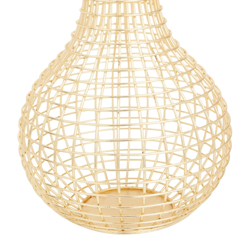 CosmoLiving by Cosmopolitan Gold Iron Modern Vase, 14" x 13" x 13"