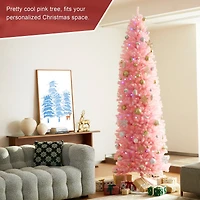 9ft. Unlit Pink Pencil Tinsel Artificial Christmas Tree