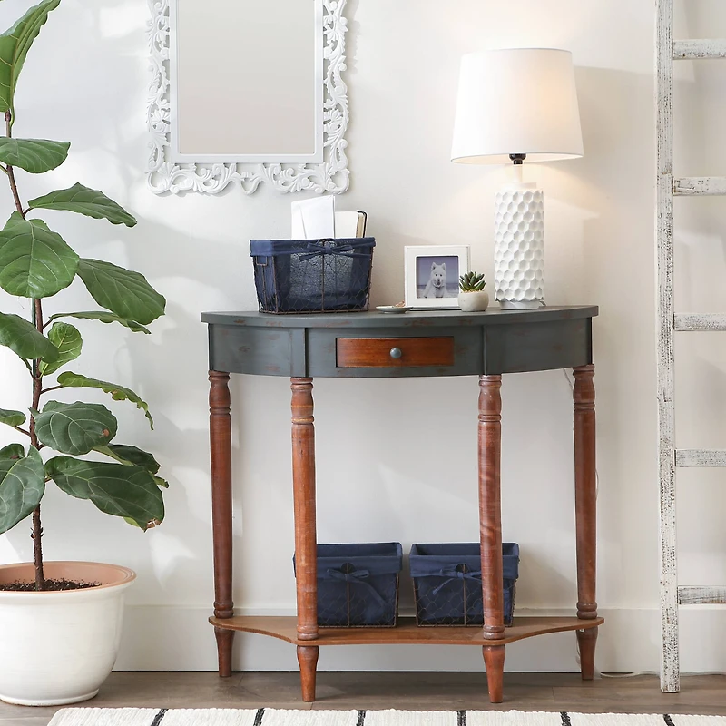 DII® Small Rustic Bronze Chicken Wire Baskets with French Blue Liners, 3ct.