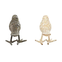 Set of 2 Gold Metal Farmhouse Bird Sculpture, 5" x 6"