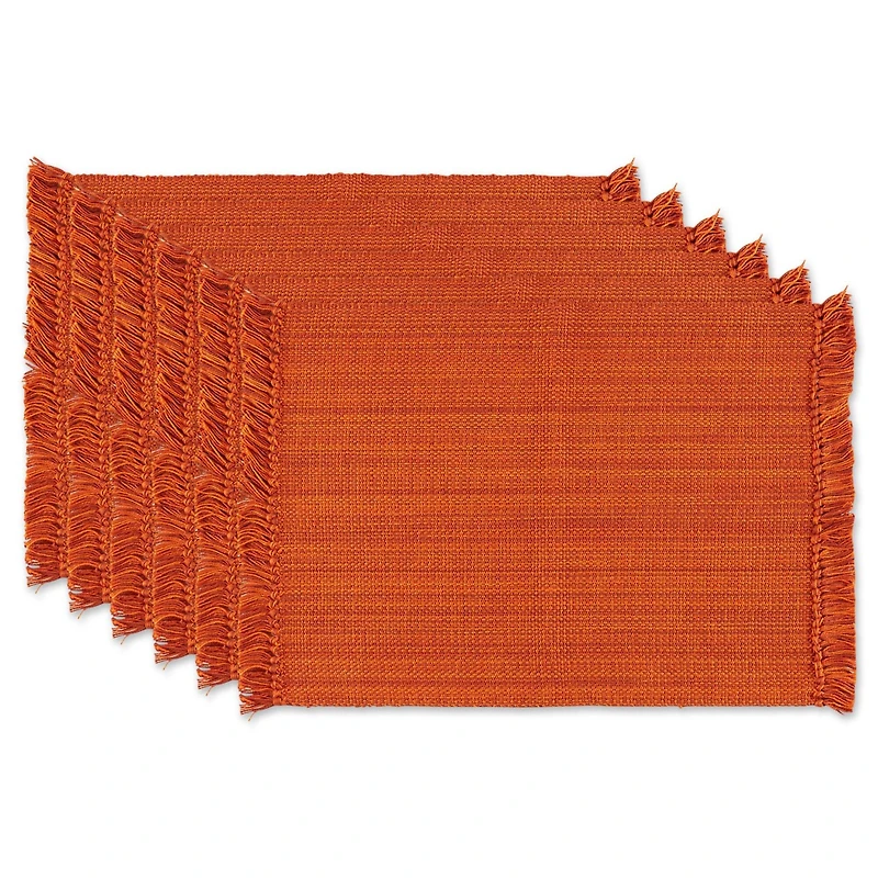 DII® Variegated Burnt Orange Fringe Placemats, 6ct.