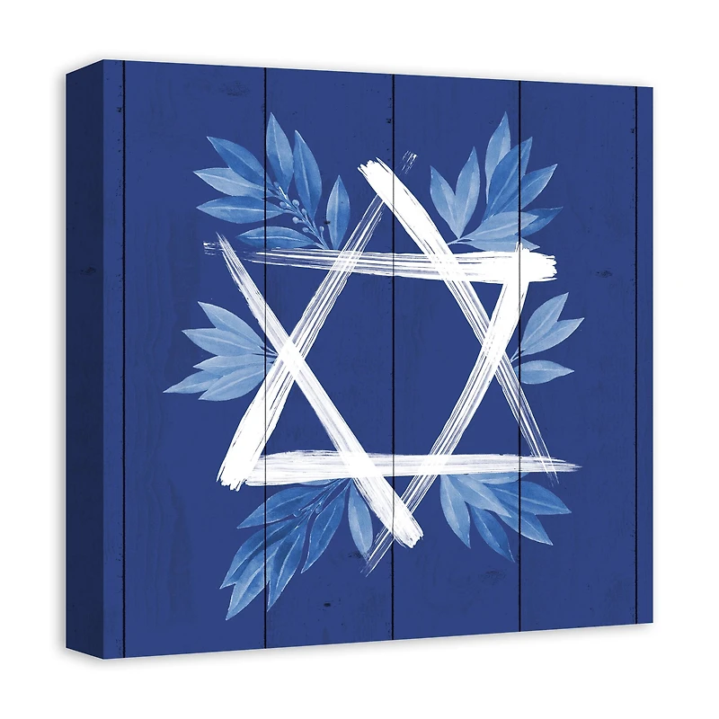 Botanical Star David 16x16 Canvas Wall Art