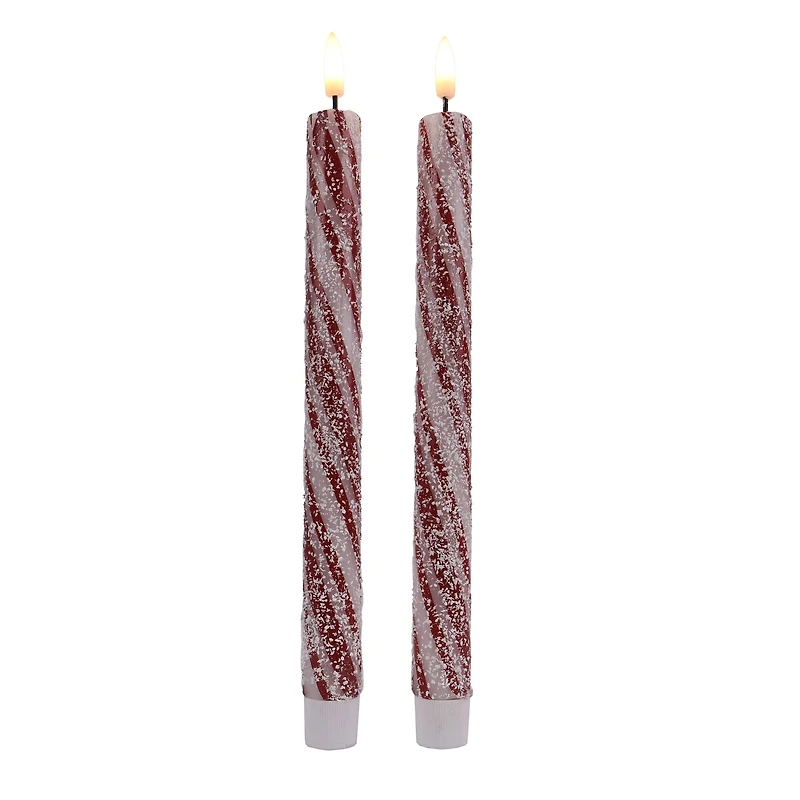 10.5" Red Candy Striped LED Wax Taper Candles, 2ct. by Ashland®