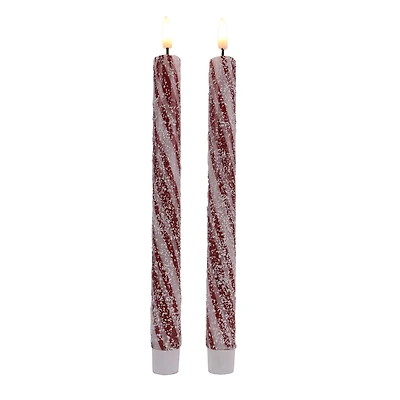 10.5" Red Candy Striped LED Wax Taper Candles, 2ct. by Ashland®