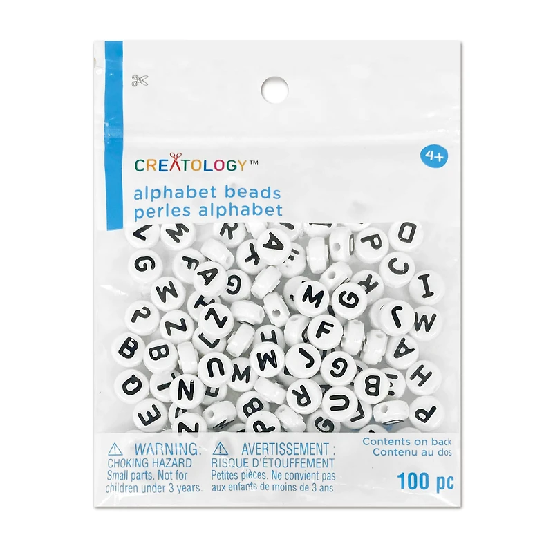 White Circle Alphabet Beads by Creatology™, 10mm