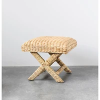 Hello Honey® 18.5" Wood & Water Hyacinth Woven Stool