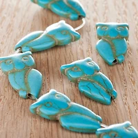 12 Pack: Turquoise Howlite Owl Beads by Bead Landing™, 24mm