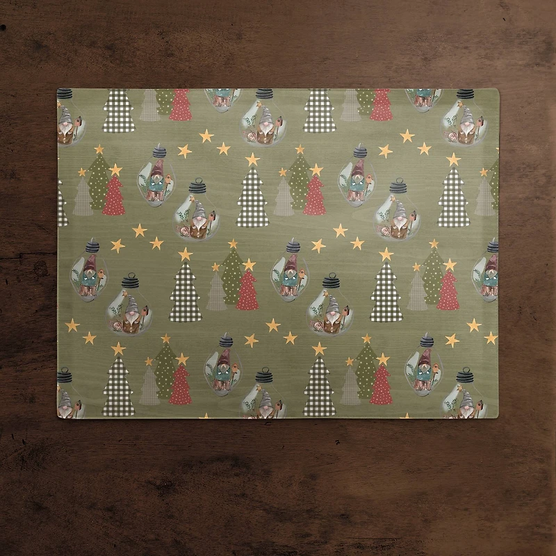 Tree & Globe Pattern Cotton Twill Placemat