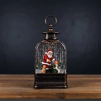 11.25" LED Snow Globe Lantern with Santa and Dog