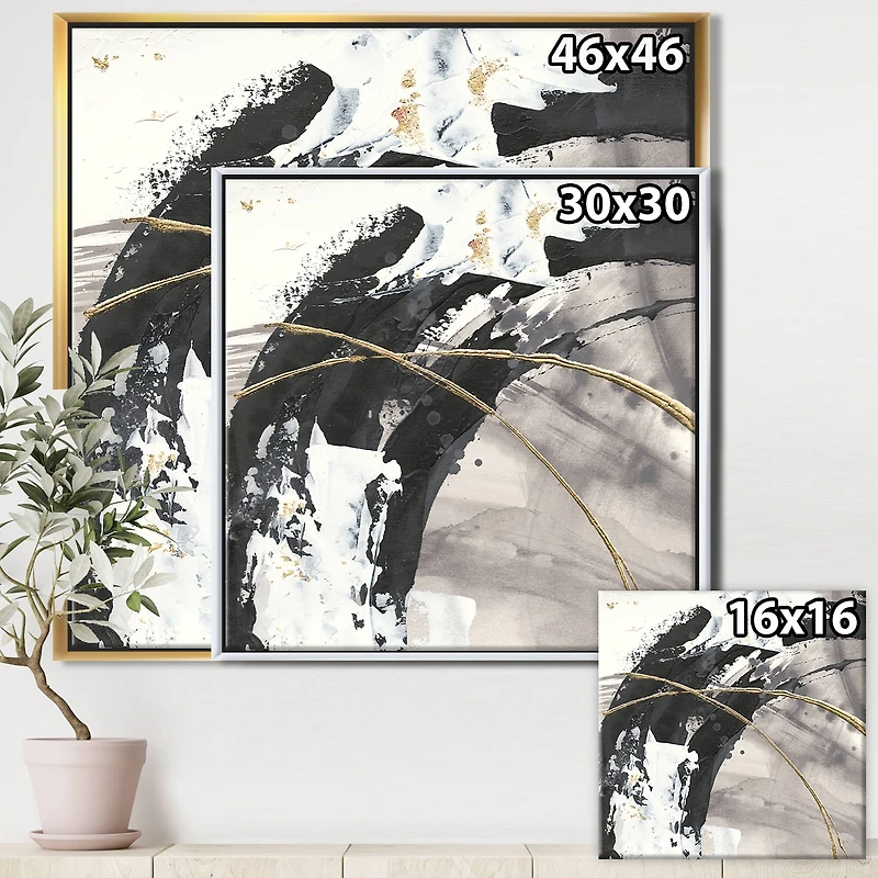 Designart - Glam Painted Arcs I - Transitional Framed Canvas