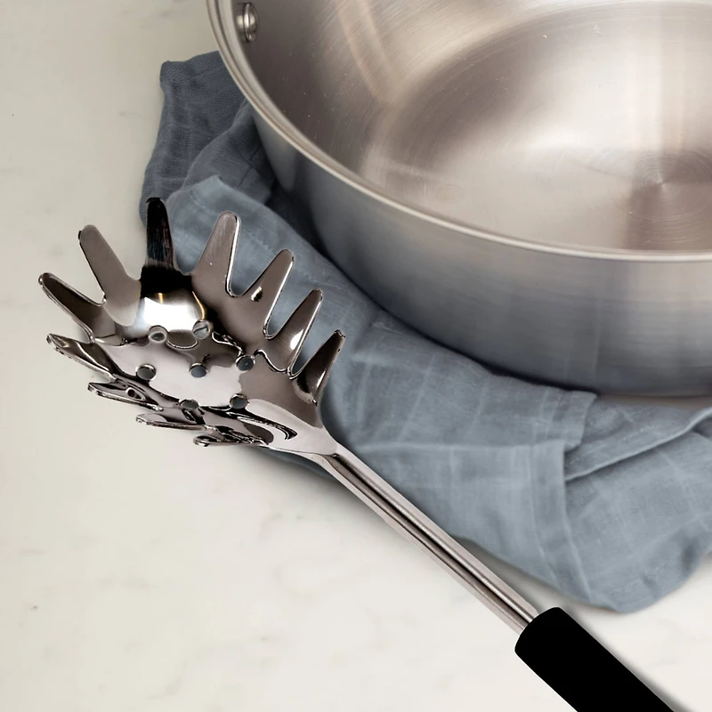 Hello Honey® Stainless Steel Slotted Pasta Server with Wood Handle