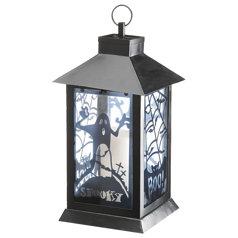 16" Black Halloween Ghost Lantern