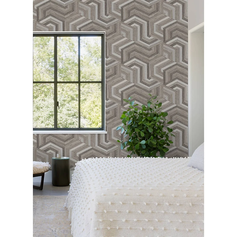 RoomMates Geo Puzzle Faux Grasscloth Peel & Stick Wallpaper