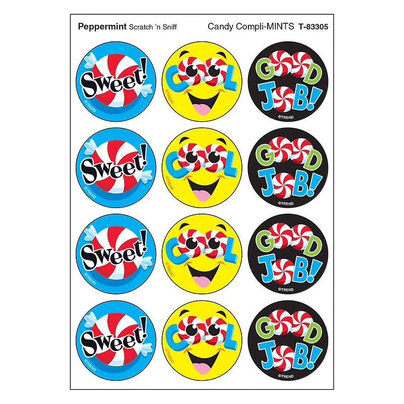 Trend Enterprises® Stinky Stickers® Candy Compli-MINTS/Peppermint, 6 Packs of 48ct.