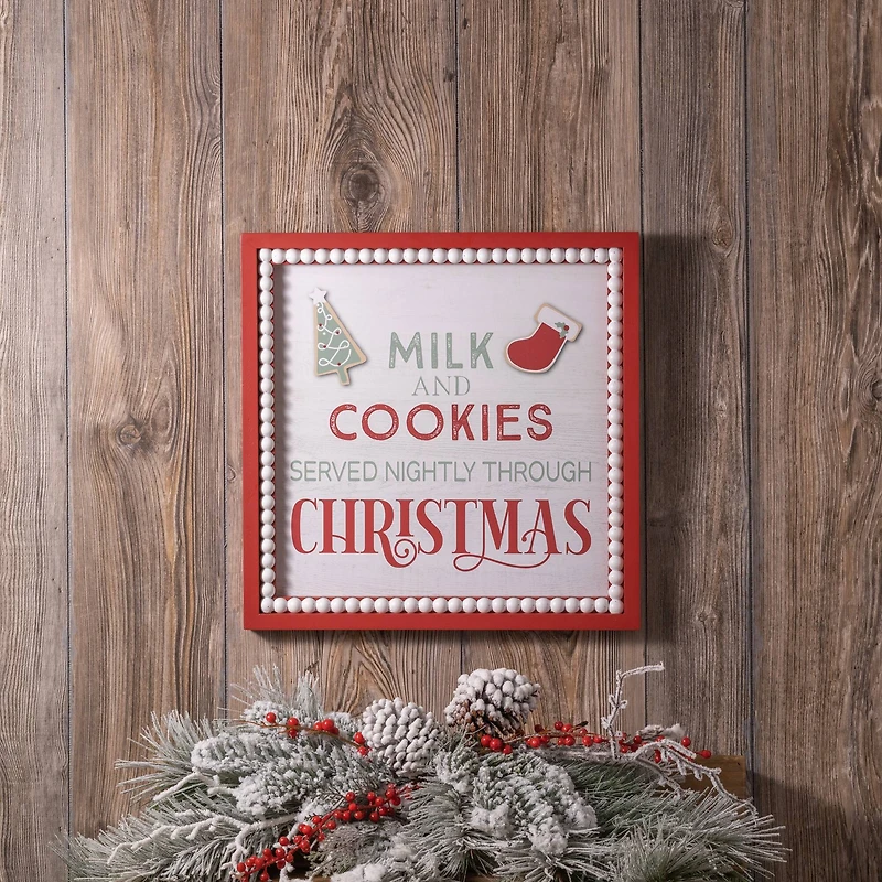 15" Framed Milk & Cookies Wall Sign