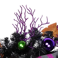 24'' Unlit Jack-O-Lantern in Witches Hat Halloween Pine Wreath