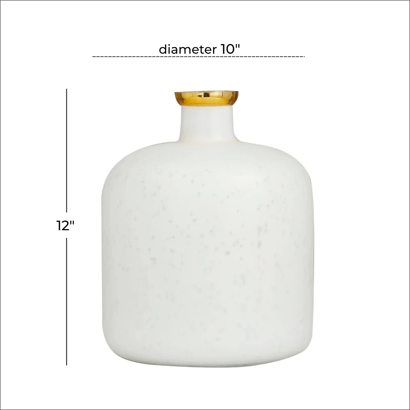 White Glass Glam Vase, 12" x 10" x 10"